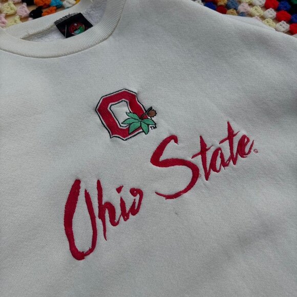 Vintage Ohio State Sweatshirt โ White Crewneck Pullover Size XL - Picture 2 of 7